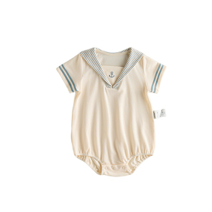 【新品】Oak Family夏季海军领短袖包屁衣婴儿衣服宝宝爬服哈衣
