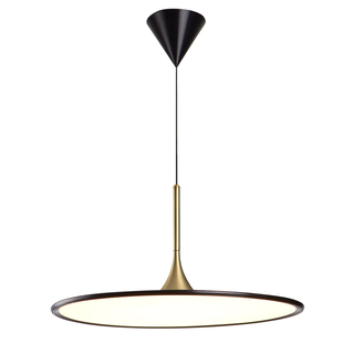 意式超薄飞碟餐厅吊灯黑金复古风北欧餐厅灯简约圆形吊灯书房吊灯