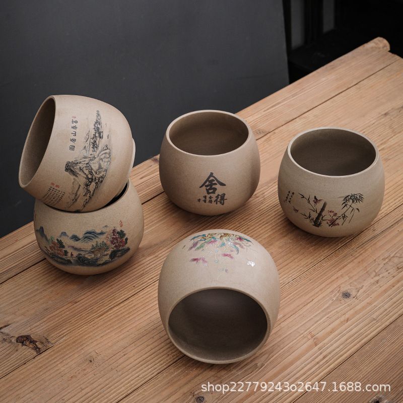 粗陶茶渣缸茶洗废大容量配件洗水家用水桶笔洗盂办公室陶瓷杯茶具