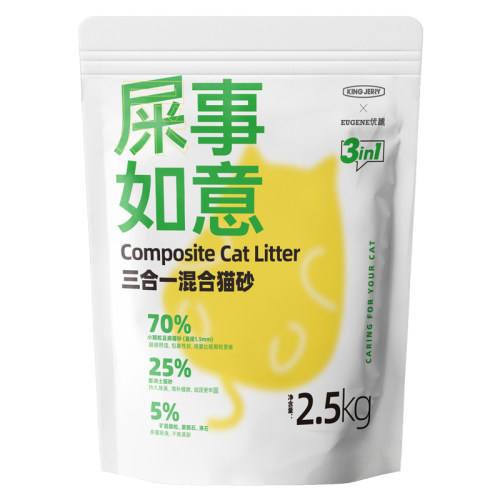 金吉瑞king jerry豆腐猫砂2.5kg猫沙 木薯混合豆腐渣大颗粒可冲厕