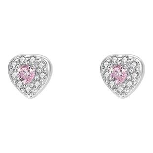 Surprise 999纯银锆石爱心耳钉女小众耳骨钉睡觉不用摘养耳洞耳环