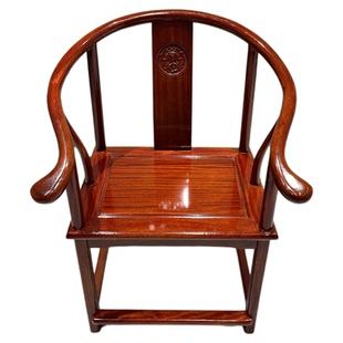 奥坎圈椅红塔利官帽椅实木禅椅原木茶桌椅主人椅新中式围椅太师椅