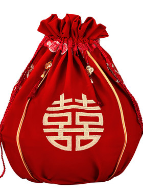 结婚包袱皮刺绣束口福袋陪嫁包盆