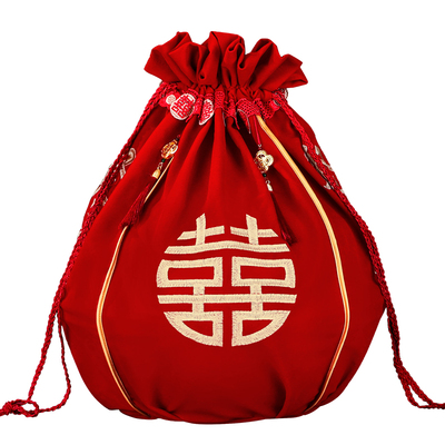 结婚包袱皮刺绣束口福袋陪嫁包盆