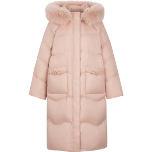 衣香丽影粉色大毛领羽绒服女2025冬季新款宽松高级感韩系连帽外套
