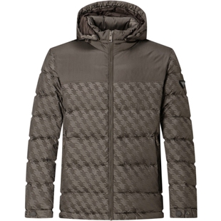 七匹狼羽绒服冬季男士2025冬季新款休闲连帽保暖提花拼接羽绒外套