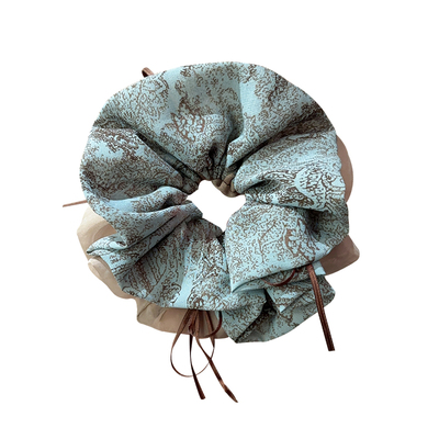 韩系复古绿色碎花大肠发圈