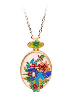 2025秋冬季国风古法镀金繁花似锦无事牌仿和田玉古风项链小众轻奢