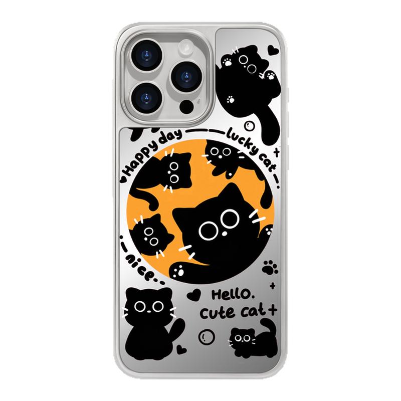 benefit可爱围观大眼睛黑猫17适用于iphone16promax苹果15PRO镜面磁吸手机壳13新款14小米15PRO防摔三星S25