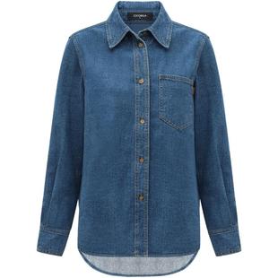 预售COCOBELLA复古水洗牛仔衬衫女秋气质通勤衬衣休闲外套DN629-2