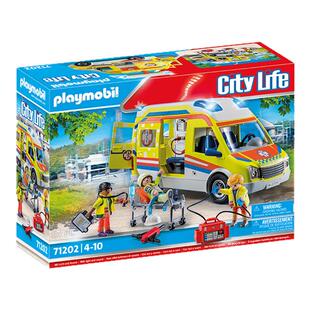 playmobil摩比世界带灯光和音效的救护车摆件模型儿童玩具71202
