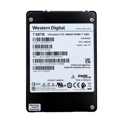 WD西部数据7.68TU.2nvme2.5固态