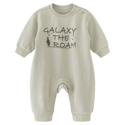 秋冬婴儿纯棉抓绒连体衣亲子装