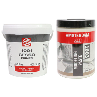 进口TALENS泰伦斯GESSO石膏底料凤凰底料汇优美透明塑型膏白色树脂底料油画丙稀底料1001画布底涂层1L5L