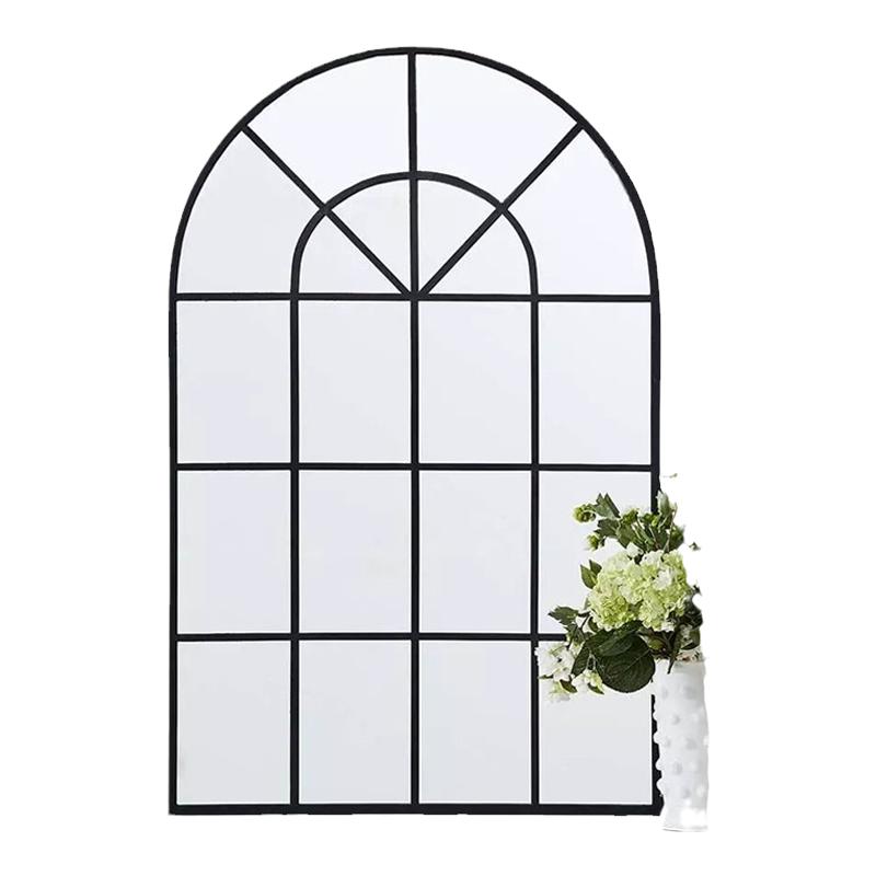 法式复古铁艺壁挂装饰镜玄关挂墙客餐厅镜假窗户落地全身镜穿衣镜