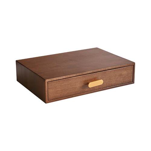 实木多层抽屉式桌面收纳盒家用办公室桌上文件储物盒电脑增高架子