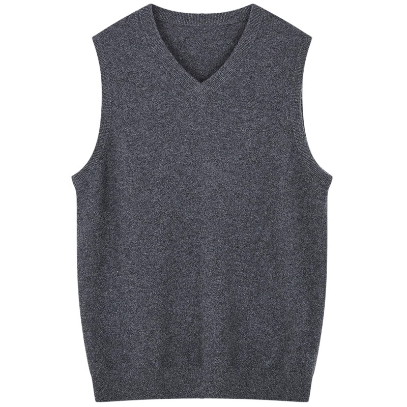 柏品纯羊绒V领背心马甲男士2025冬季新款商务休闲宽松保暖上衣