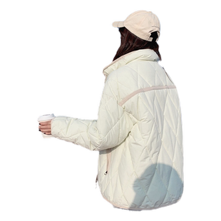 韩系菱格短款羽绒棉衣棉服女2025年新款潮秋冬季外套夹棉厚棉袄子