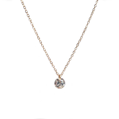 14k包金单颗锆石项链极简