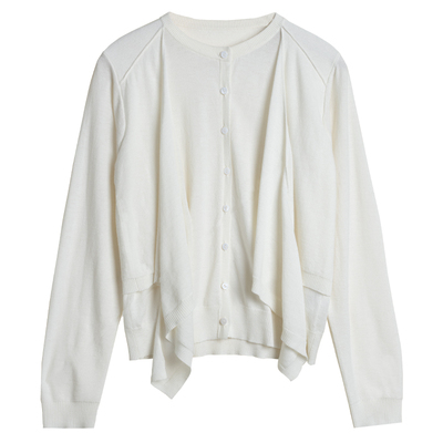 精纺羊毛混纺圆领针织开衫