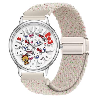 适用正港ZGO HelloKitty三丽鸥手表表带磁吸编织女生初高中生腕带