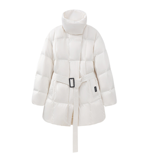it:CHOCOOLATE白色立领羽绒服女2025冬季新款系带收腰显瘦面包服