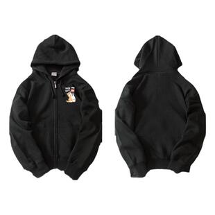 悦游 加薪水 原创日系外套小众潮流猫咪可乐加绒开衫卫衣男