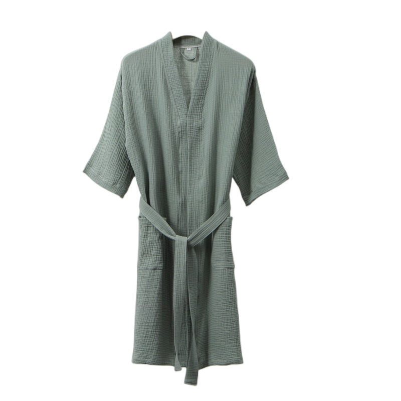 春夏薄款纯棉浴袍全棉吸水洗纱布睡袍性感女士浴衣速干家居服SPA