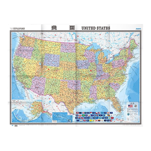 【2024】美国地图 中英文对照交通旅游地图 中文英文墙贴挂图行政1.17米X0.86世界热点国家各州大学求学景点自助游自驾游