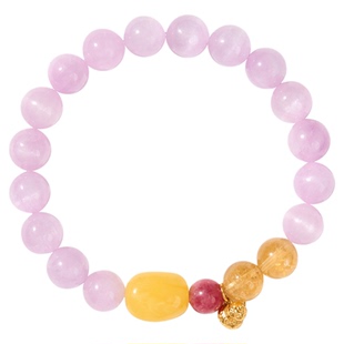 曦光里【升财】四方财气 原创天然紫锂辉石蔷薇石手串蜜蜡黄水晶