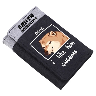 丧系Cheems表情包潮流学生版短款钱包秋田柴犬废柴狗子折叠卡包