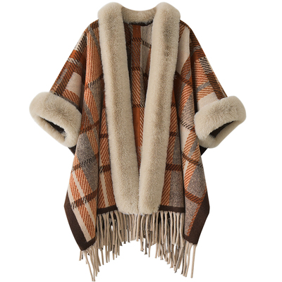 碧幽特弗冬季加绒加厚毛绒斗篷