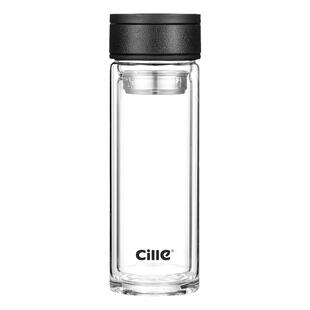 希乐单层玻璃杯高硼硅大容量水杯男士便携泡茶杯茶水分离商务茶杯