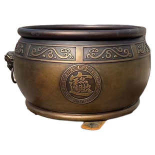 铜大缸纯铜户外风水养鱼荷花缸特大号别墅院子庭院门海摆件聚宝盆