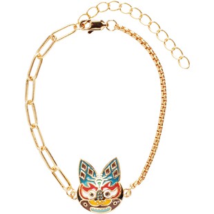 sumni/莎米尼中国风彩色珐琅滴釉老虎金属链红绳手链女异域风情