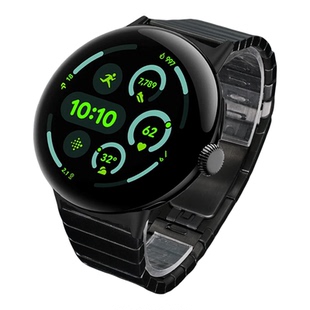 适用于谷歌Google pixel watch3/4保时捷表带一珠金属钢带3代45mm男女轻奢商务耐磨金属表链