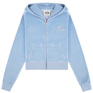 [春夏新品]Sporty&Rich 联名系列女士丝绒感拉链连帽开衫卫衣外套