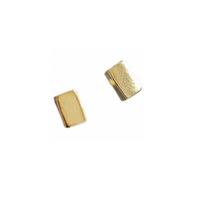 上班佩戴养耳洞925纯银镀14K金迷你方块耳钉女简约小巧玫瑰金耳环