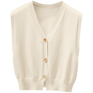 大码V领针织马甲女2025新款外搭背心毛衣坎肩开衫上衣胖mm春秋冬