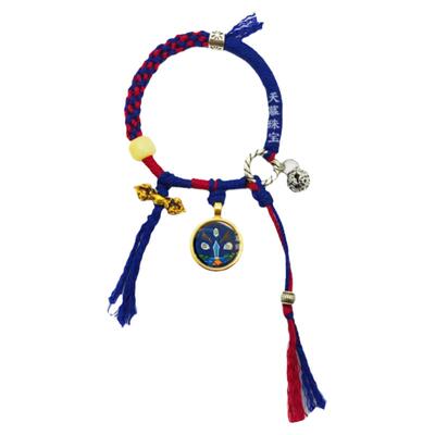 热贡手绘文殊普贤本命佛唐卡手绳