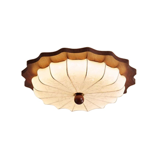 中古风卧室吸顶灯主卧室灯2026新款法式复古胡桃色护眼led房间灯