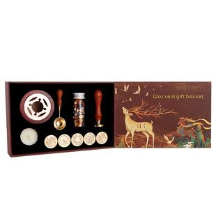 shinmor中国潮风系列咕卡火漆印章全套礼盒装欧式复古信封封口动漫手帐浮雕火漆印章头 星空火漆封印火漆蜡粒