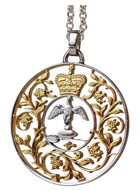 英国一克朗银币镂空吊坠双拼色
