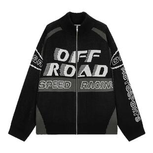 SLY 冬季新品美式街头复古拉链宽松针织开衫女030HAA70-1521