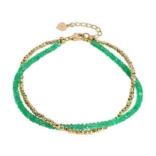 若华珠宝清梦 赞比亚祖母绿宝石手链女18K金双层彩宝手串手饰定制