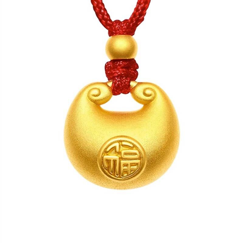 黄金包银小胖福吊坠生日礼物