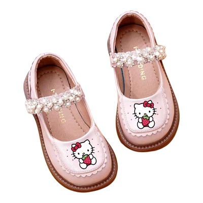春秋真皮女童软底甜美公主鞋