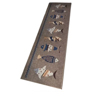 亚麻厨房地垫专用防滑防油吸水垫门口耐脏脚垫家用免洗长条地毯