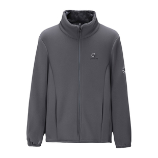 恒源祥摇粒绒外套男士秋冬新款加绒加厚开衫抓绒卫衣立领保暖夹克