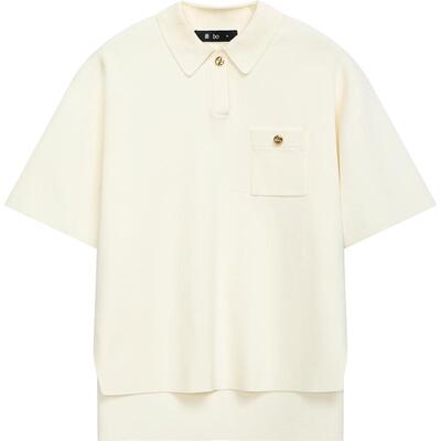 【播奥莱】播 bo春季polo领针织衫女薄款短袖毛衣BDR1SD2113